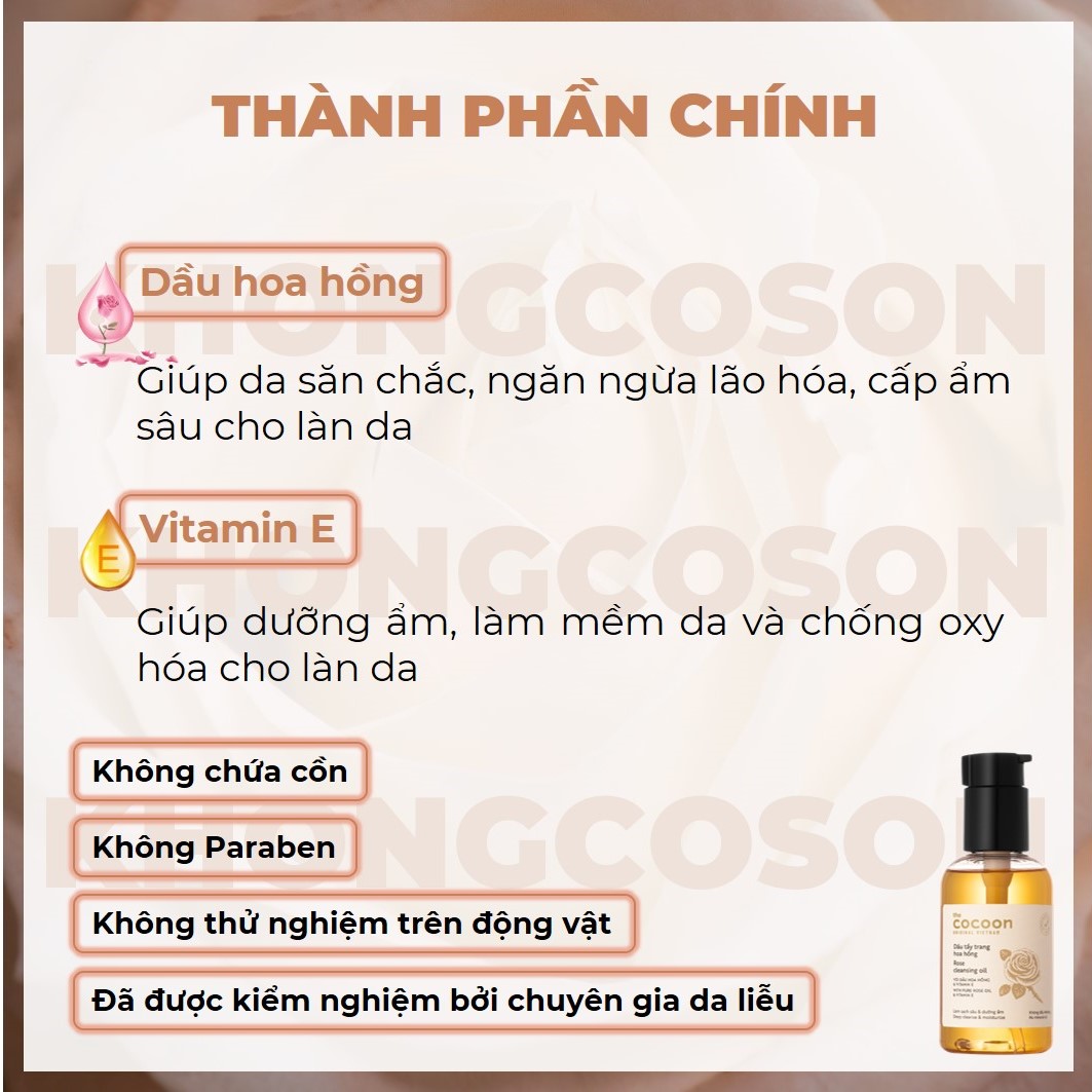 Dầu Tẩy Trang Hoa Hồng Cocoon Cleasing Oil 140ml + Tặng Kèm Túi Cói Thời Trang