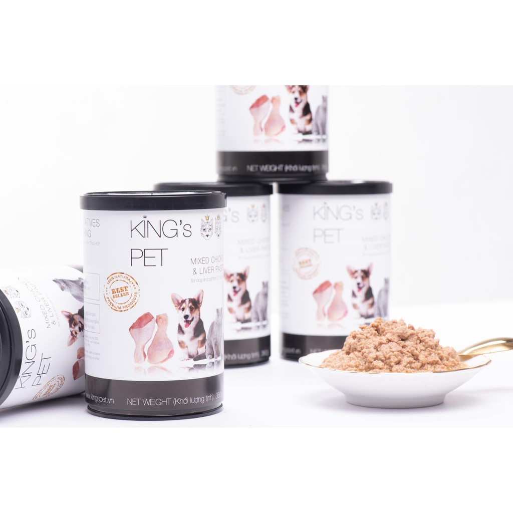 PATE HỖN HỢP GÀ KING’S PET LON 380G THỨC ĂN CHO CHÓ MÈO