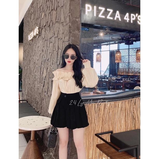 032 - SET ÁO TƠ SỐNG BẸT VAI KÈM QUẦN DẬP LI