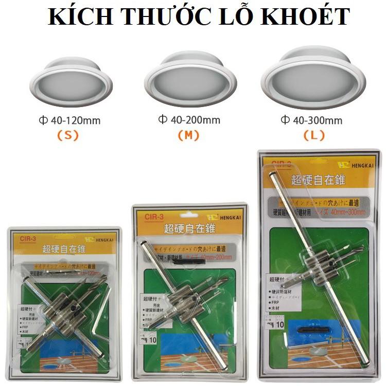 Bộ khoét lỗ đường kính 40-300mm, lưỡi hợp kim Vonfram cacbua siêu cứng + miếng thép đa năng