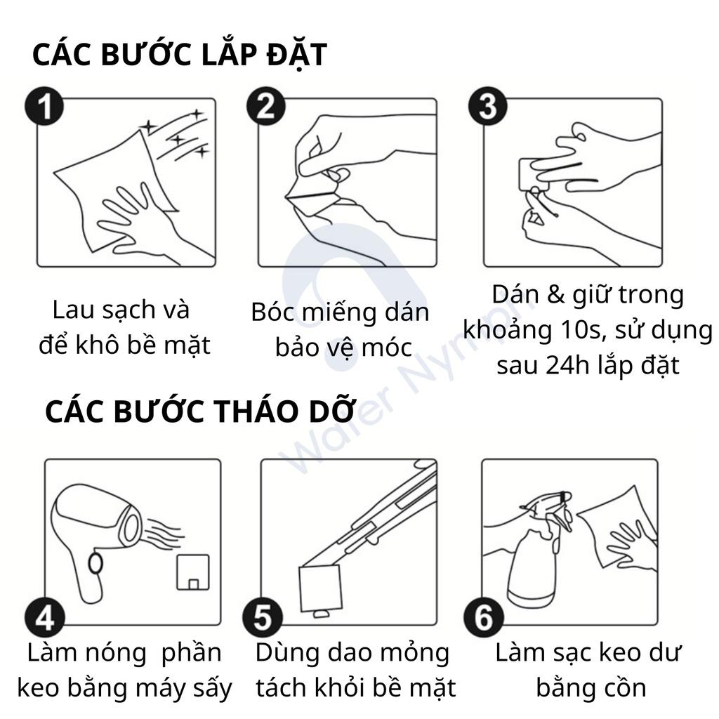 Móc treo quần áo, đồ dùng nhà tắm, nhà bếp, móc dán tường inox 304 cao cấp Waternymph đen, bạc