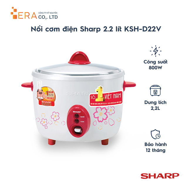 Nồi Cơm Điện Nắp Rời Sharp KSH-D22V - Màu Ngẫu Nhiên - Hàng chính hãng