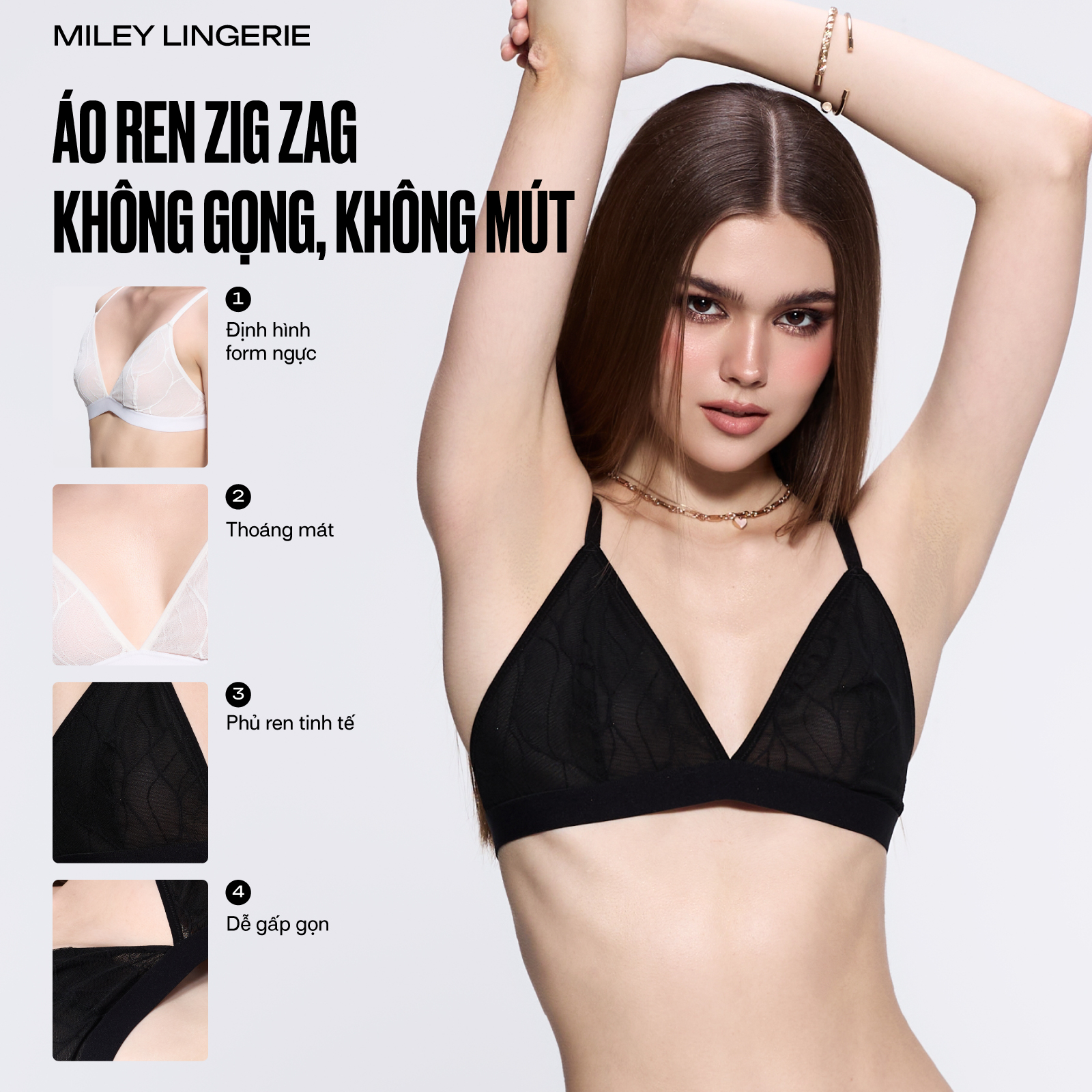 Áo Ngực Không Gọng Không Mút Ren Zic Zag Likia
