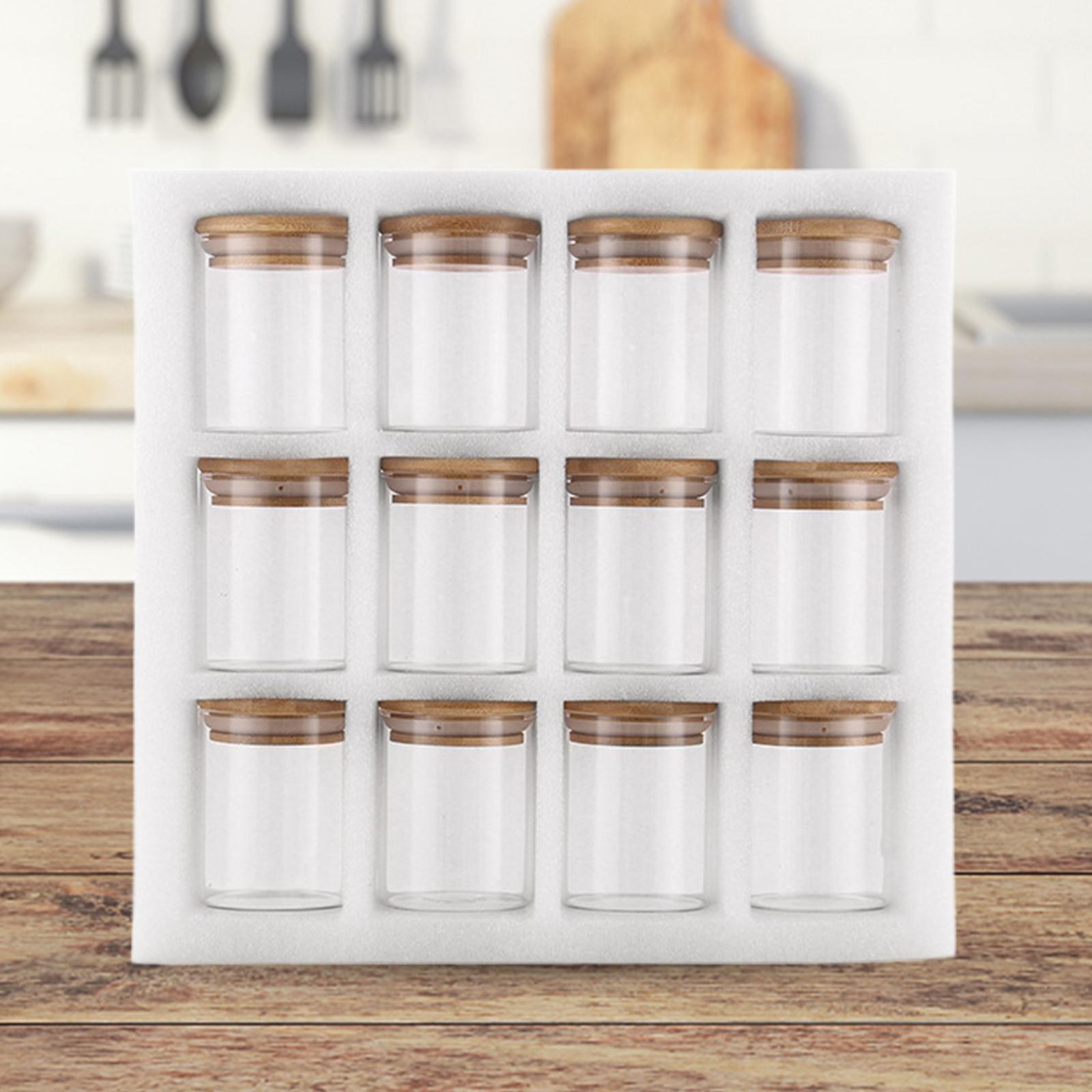 12Pcs Storage Jar with Bamboo Lid Organizer Food Storage Jar for Candy