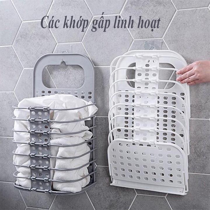 Giỏ gấp gọn đựng đồ treo tường nhựa VIỆT NHẬT kèm 1 móc dán chịu lực - giỏ đa năng đựng quần áo, đồ chơi, đồ ăn,...00540