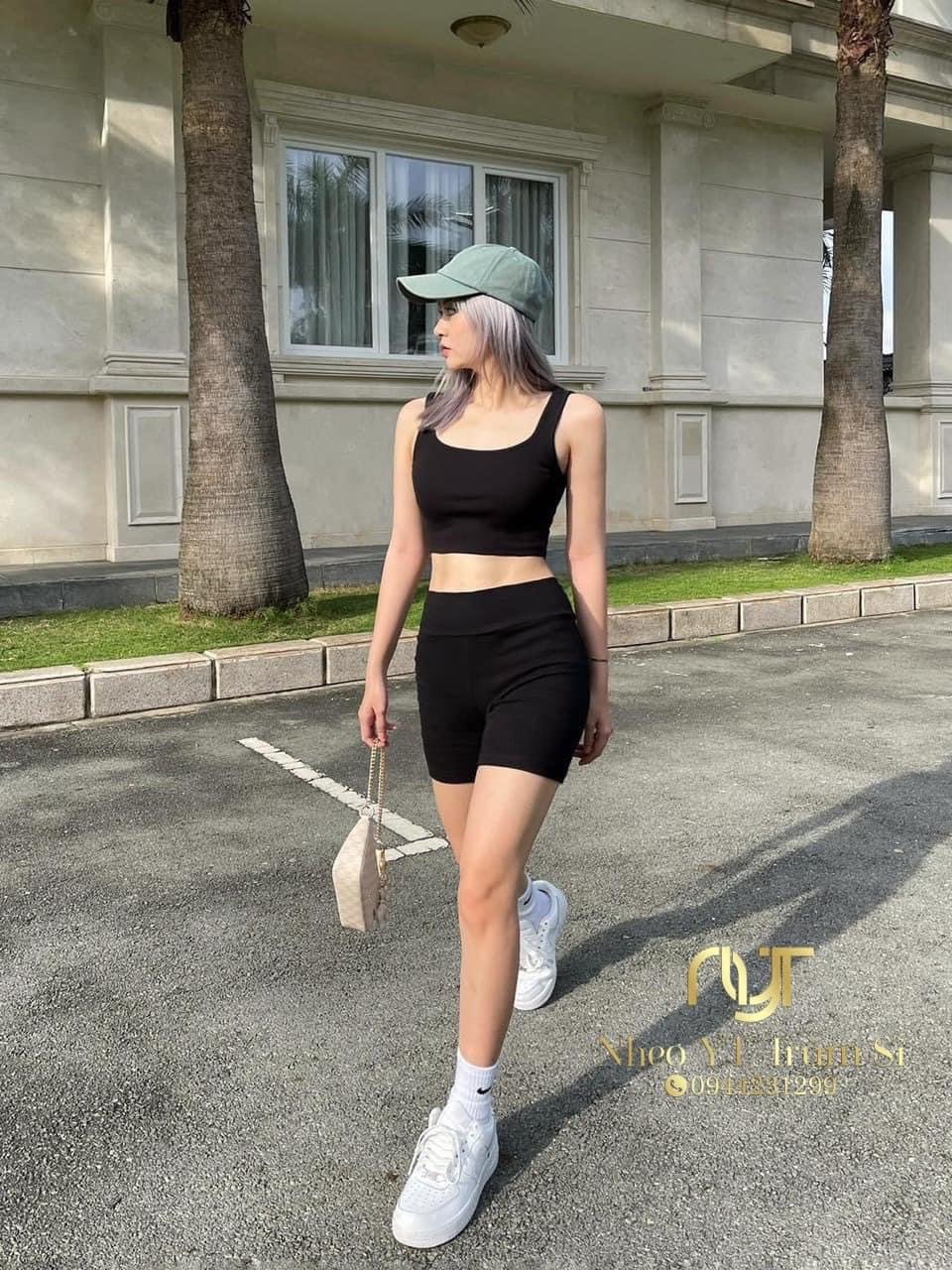 Quần legging nữ đùi, quần đùi vải tăm cottong nhiều màu đơn giản