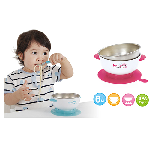 Chén Ăn Cho Bé Inox Có Đế Dính Ku.Ku Duckbill KU5464