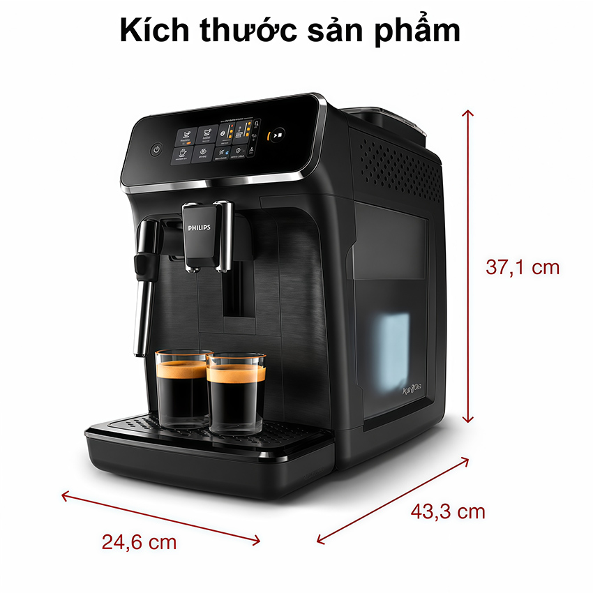 Máy pha cà phê Espresso, Americano tự động và Capuccino, Latte Serial 2200. Thương hiệu Hà Lan cao cấp Philips - EP2124/72. HÀNG CHÍNH HÃNG