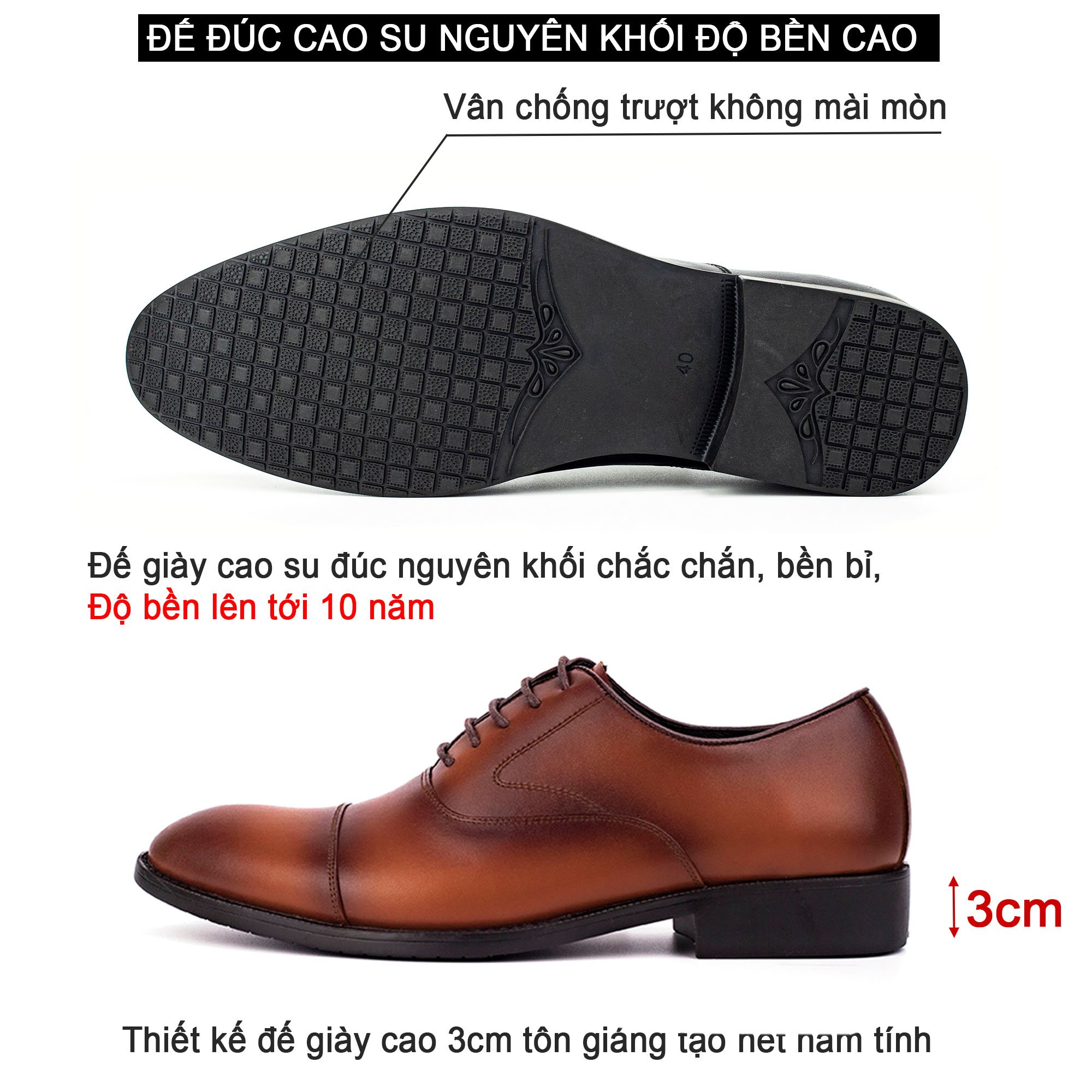 Giày da nam, giày oxford công sở Bụi Leather G105 - Da bò Nappa cao cấp