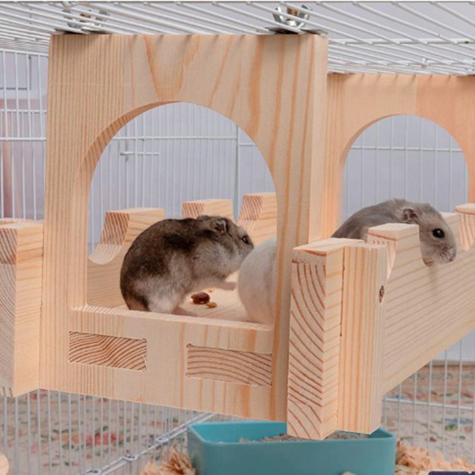 Animal Playing Platform Toy Pet Bridge Cage Accessories Easy to Clean Durable Hanging Wood for Squirrels Mice Exercise Climbing