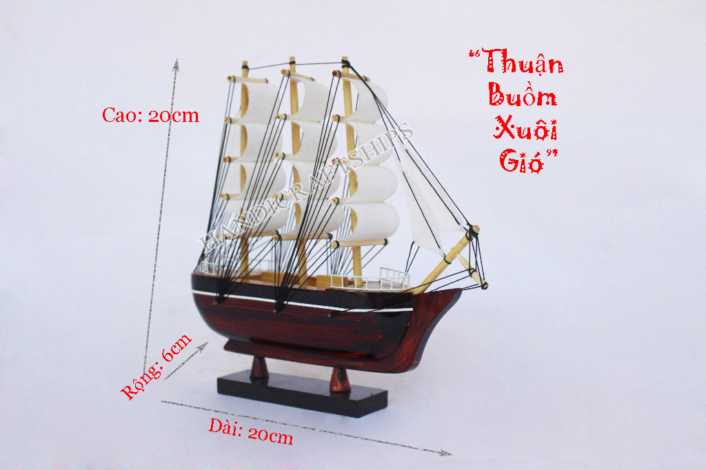 (Sẵn sàng trưng bày)Mô hình thuyền buồm phong thủy trắng 20cm - có hỗ trợ ship