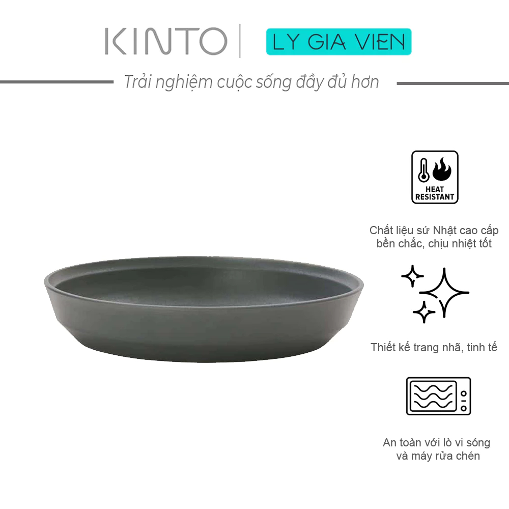 Đĩa Sâu Lòng Bằng Sứ Tráng Men Kinto Fog Deep Plate