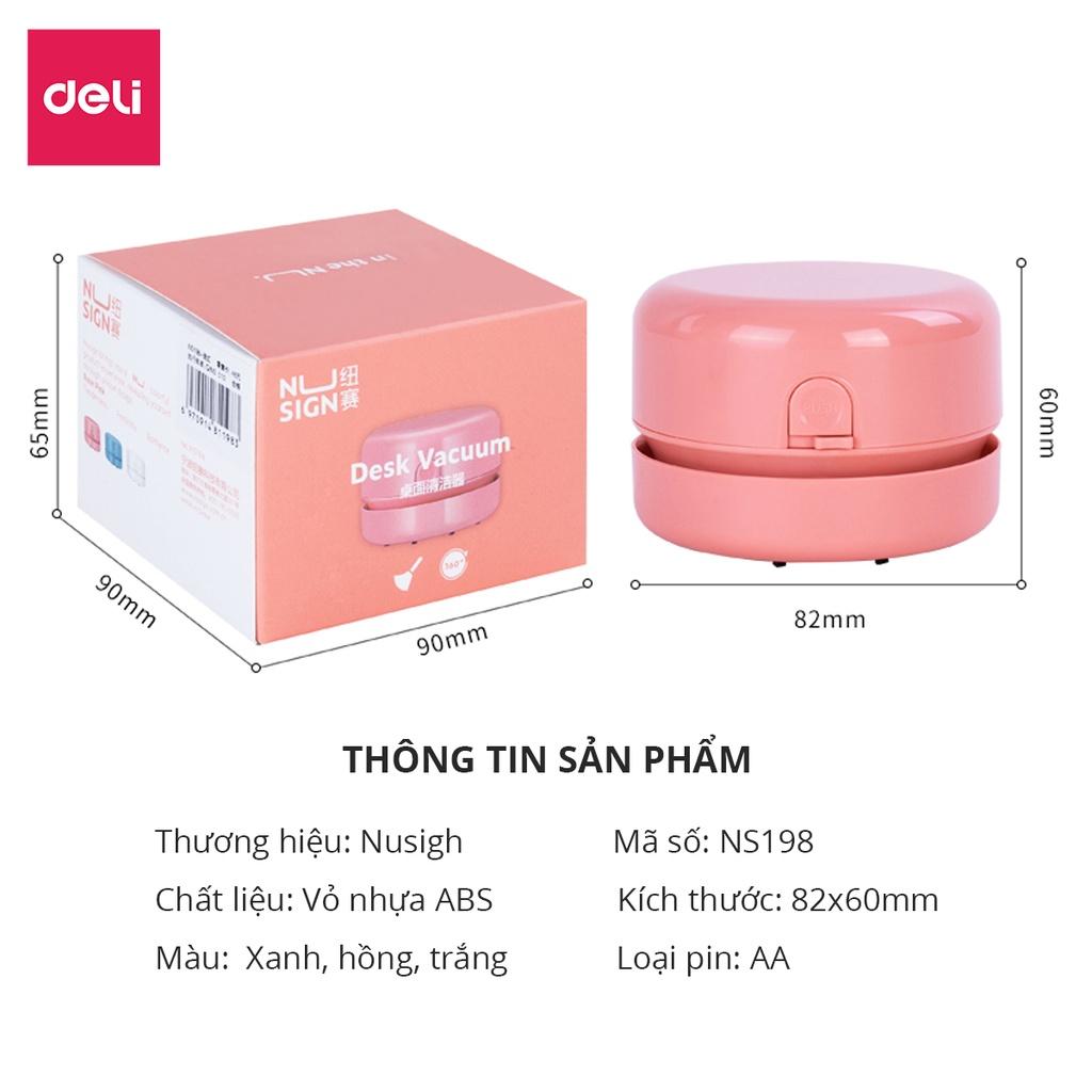 Máy hút bụi bàn mini để bàn tiện lợi hàng chính hãng Deli - Hồng/Trắng/Xanh ngọc - NS198