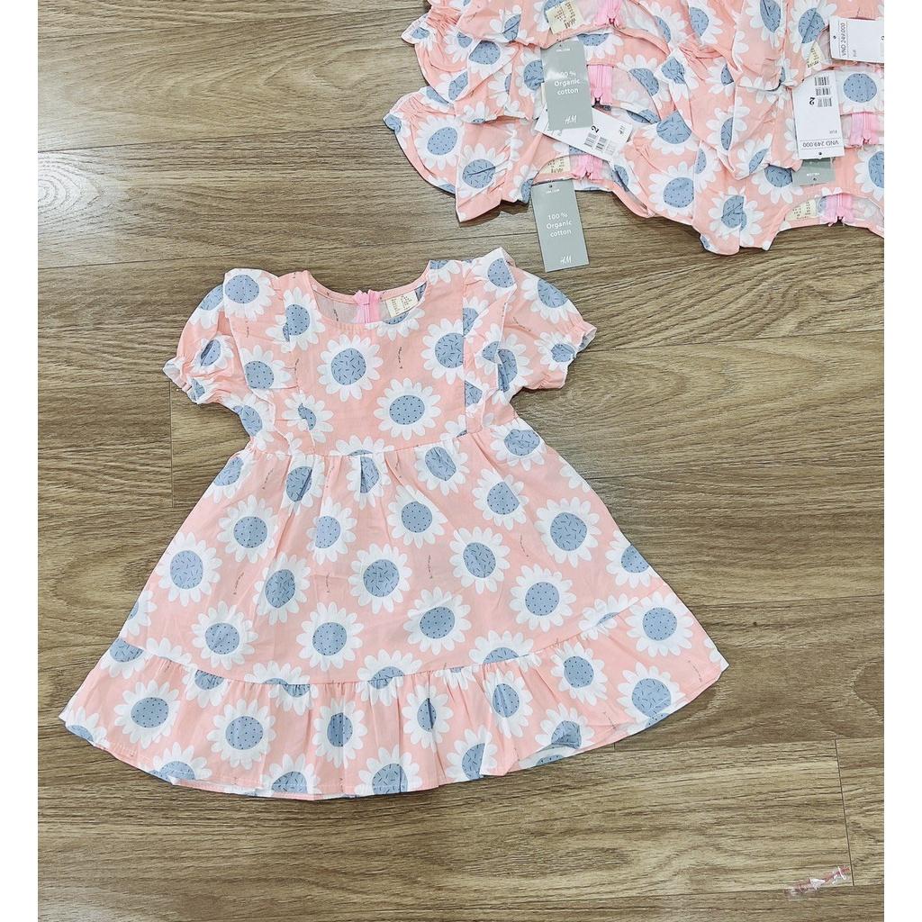 VÁY BÉ GÁI XOÈ HỒNG HOA XANH