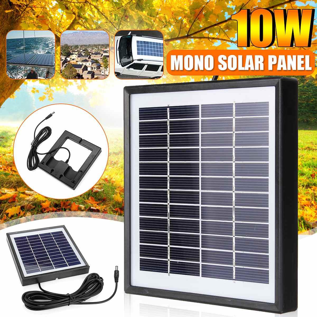 Bảng điều khiển năng lượng mặt trời đa tinh thể di động mini 12V 10W 220MA bằng nhựa x Cáp giao diện DC cho bộ sạc pin điện thoại Moblie trên ô tô Màu sắc: 1 CÁI