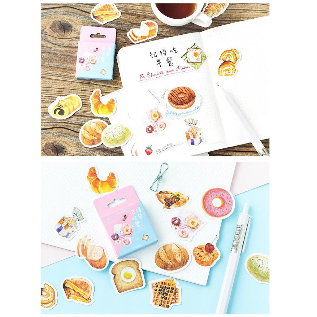 Hộp 46 Miếng Dán Sticker Hình Bánh Mì / Trứng / Sữa / Bánh Donut ST196