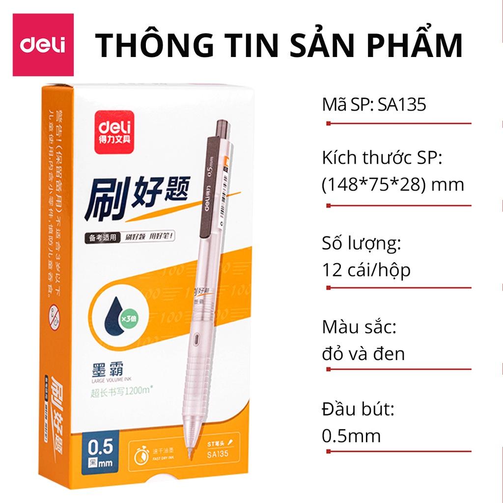 Bút Bi Nước Văn Phòng Mực Gel Màu Đen Deli Ngòi 0.5mm Dành Cho Văn Phòng Sinh viên Học Sinh SA135