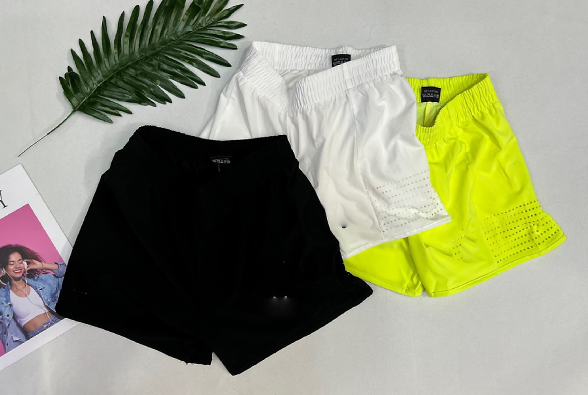Quần Đùi 2 Lớp Tập Gym Nữ Siêu Đẹp - ĐEN, ĐEN