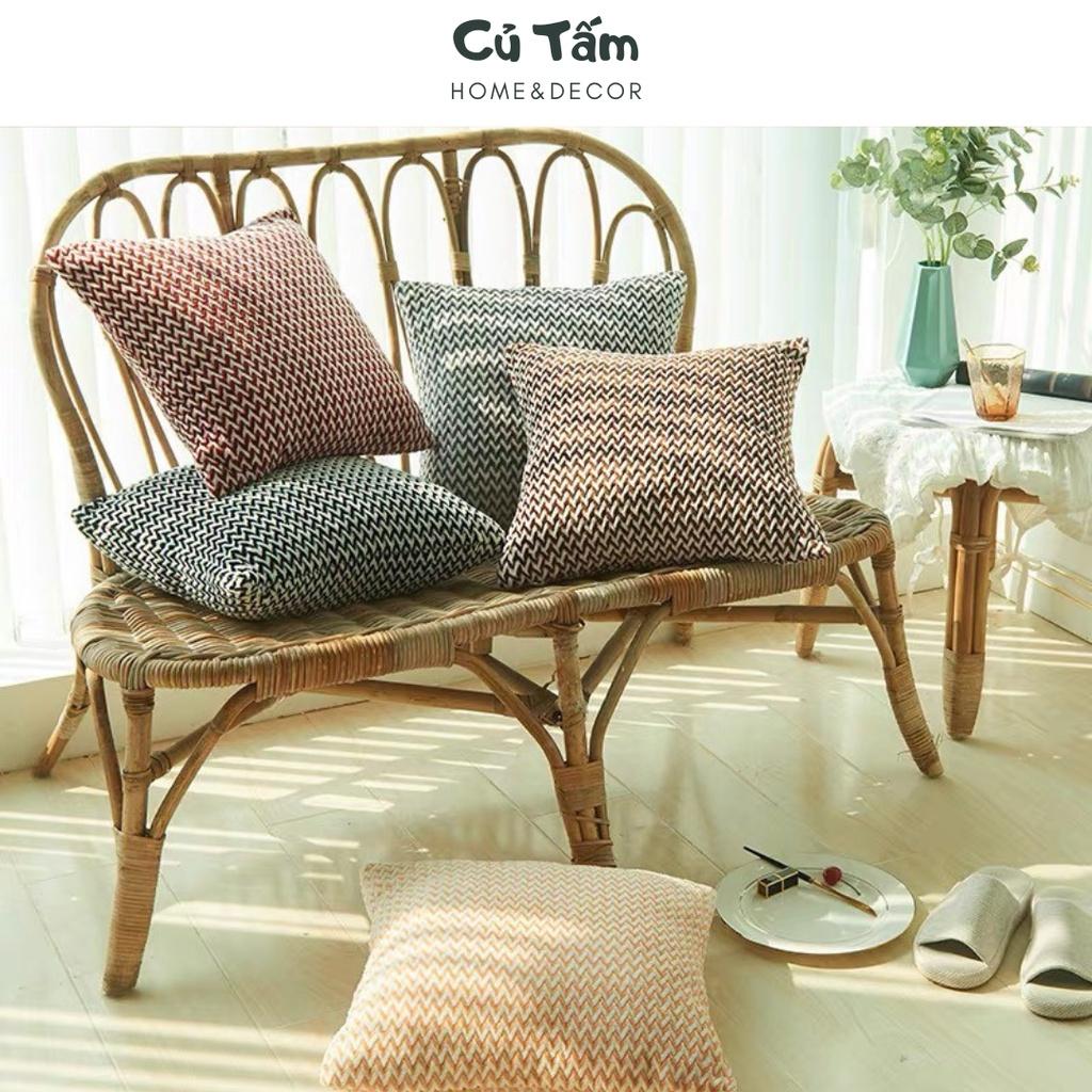 Vỏ gối tựa lưng, vỏ gối sofa họa tiết xương cá phong cách Hàn Quốc - cutam.homedecor