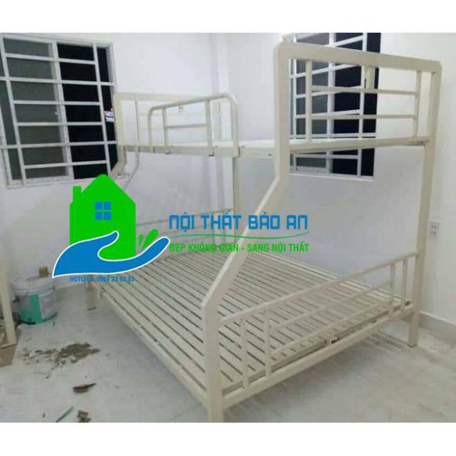 Giường sắt tầng Trên 1m2 Dưới 1m6 Dài 2m Màu kem sắt hộp