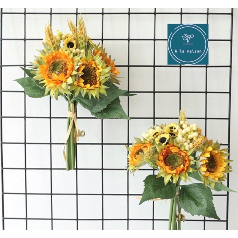 Bó hoa hướng dương mini 27cm thiết kế hài hoà đẹp rực rỡ dùng trong hoa cô dâu, hoa decor trang trí nhà cửa
