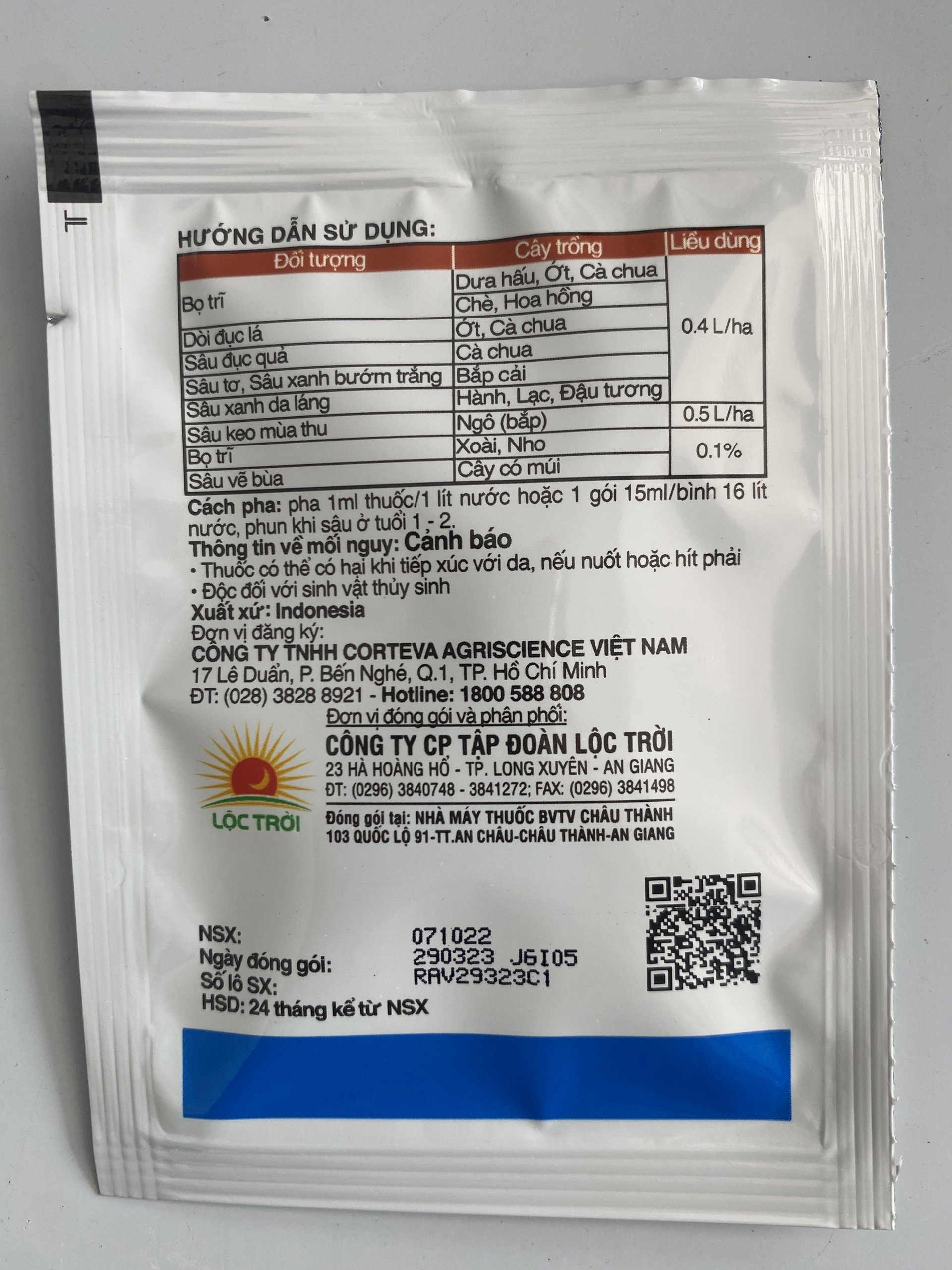 Chế phẩm Radiant 60SC | Chuyên diệt trừ bọ trĩ, các loại sâu xanh, sâu tơ | Gói 15ml