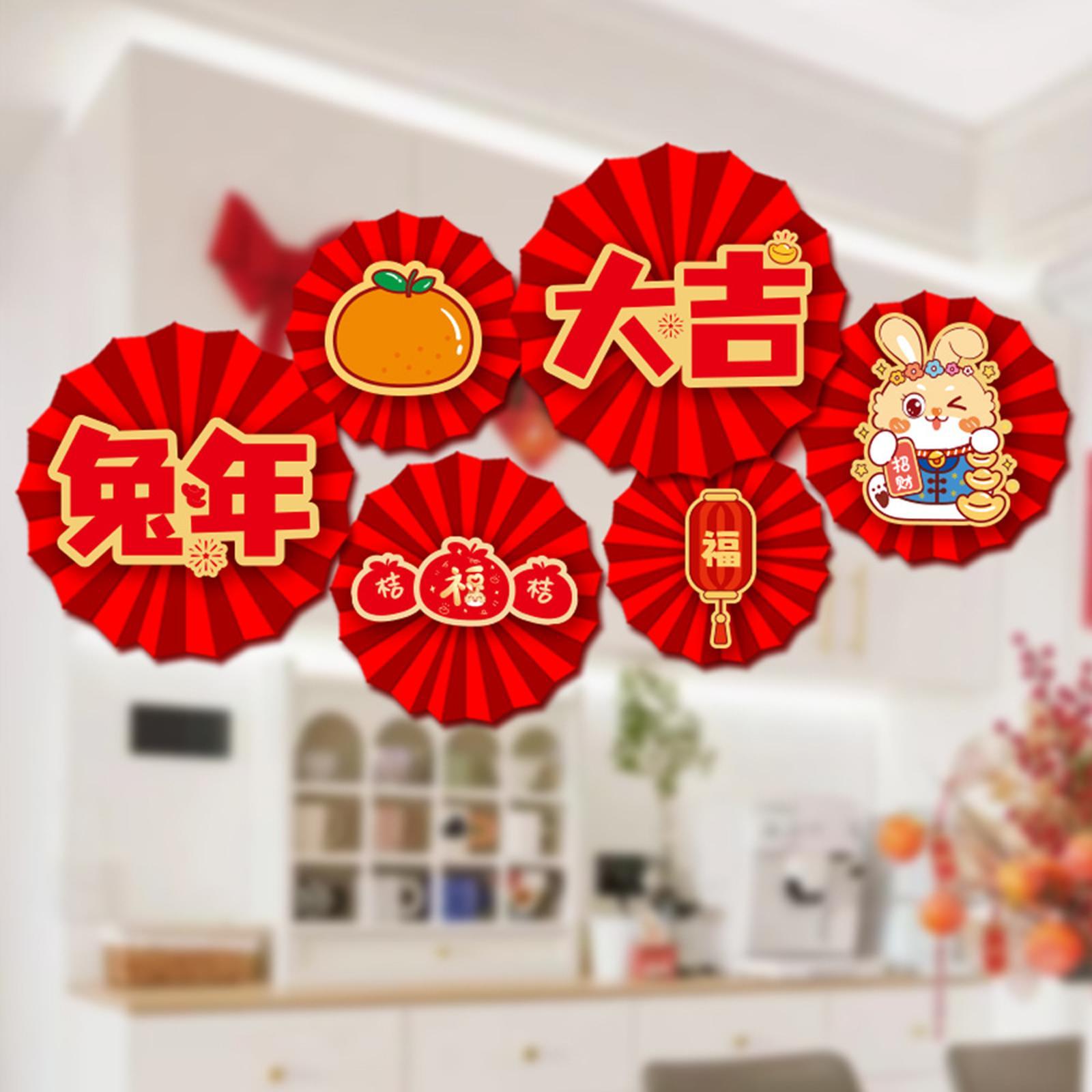 Set 6 Quạt Treo tường Trang Trí Năm Mới