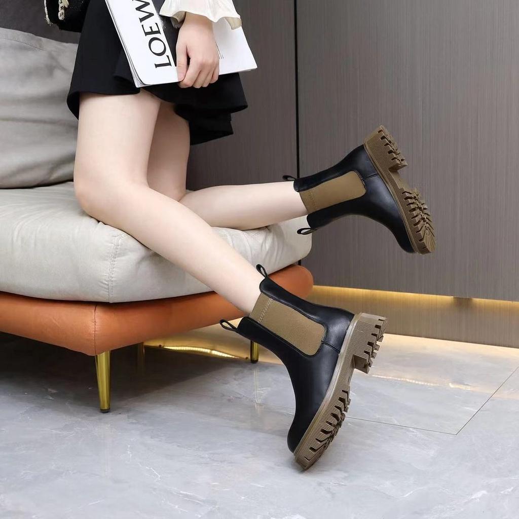 Giày Bốt Martin Da Thật Đế Dày Cổ Thấp Thời Trang Thu Đông 2022 Cho Nữ