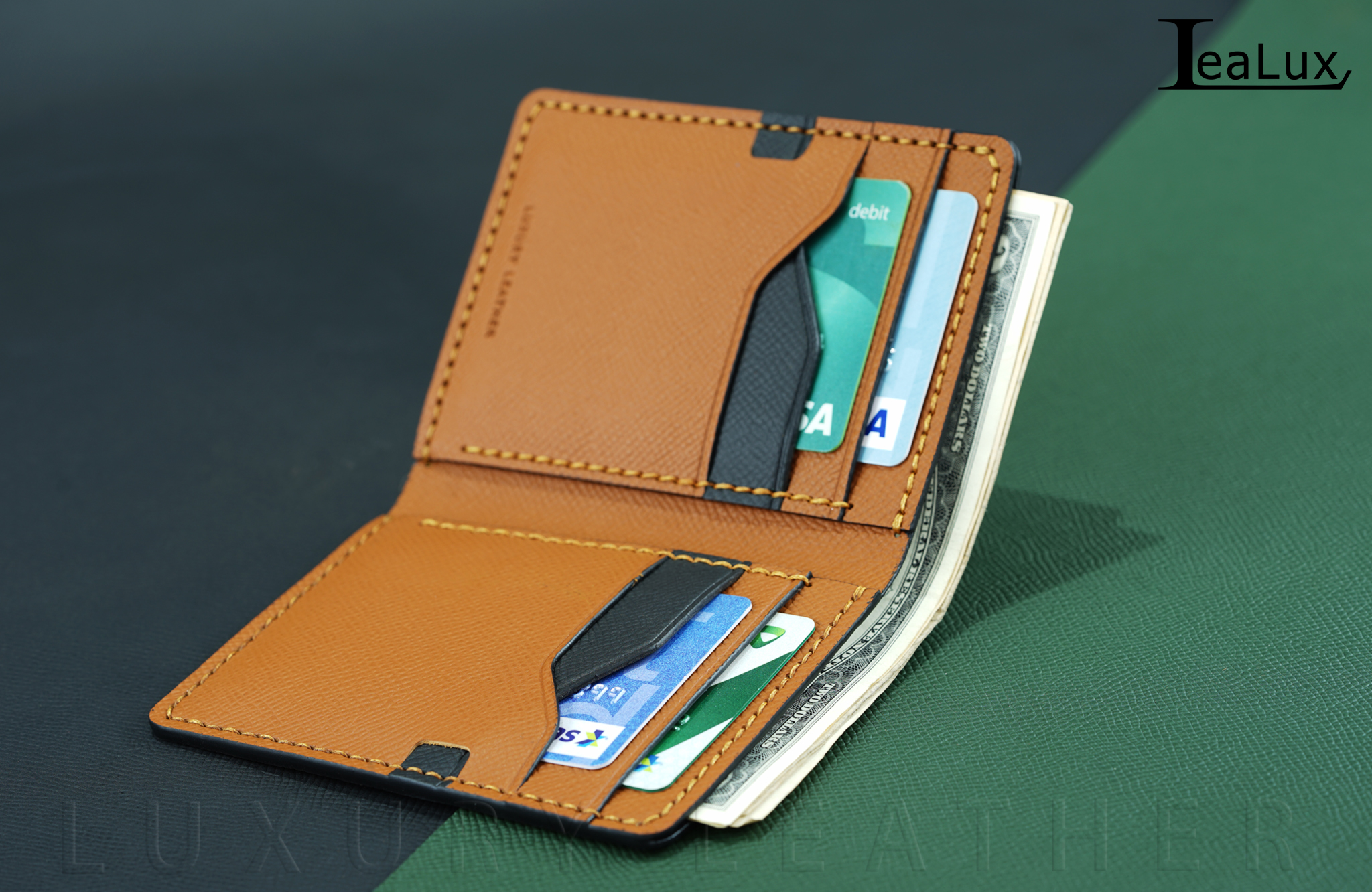 Ví Da Epsom Dáng Đứng Handmade Lealux Epsom Wallet 3