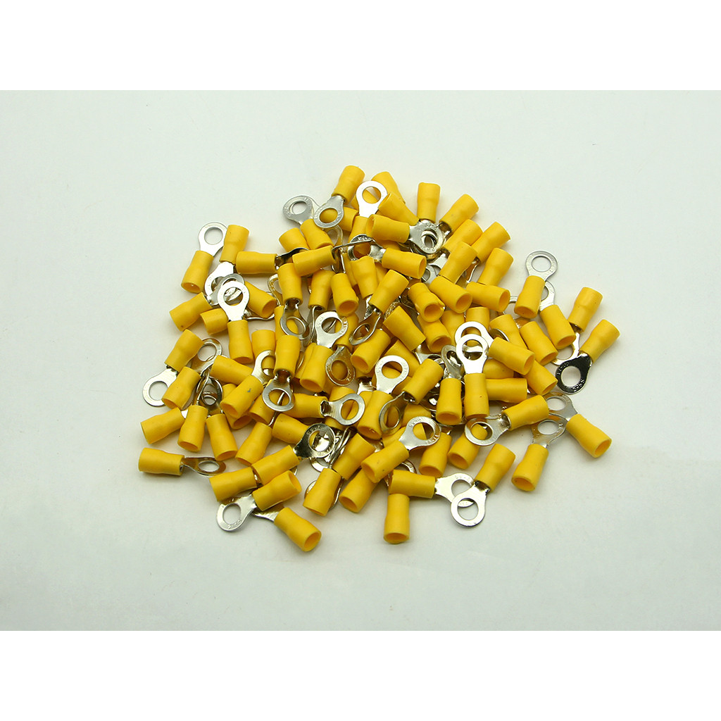 Túi 100 đầu cos TRÒN RV 2-5 bọc nhựa vàng