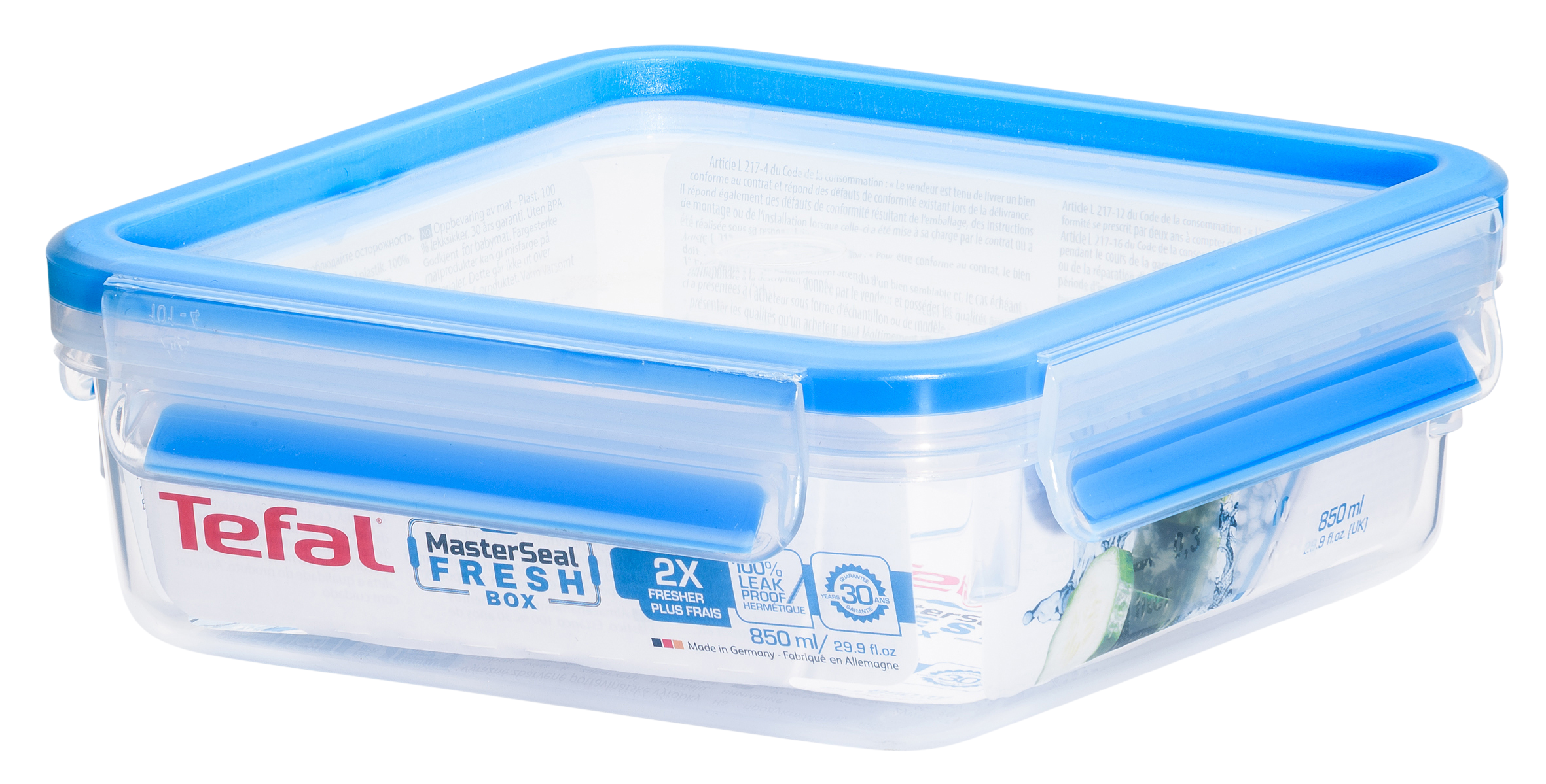 Bộ 3 hộp bảo quản thực phẩm nhựa Tefal Masterseal Fresh (850ml x 3) - Hàng chính hãng