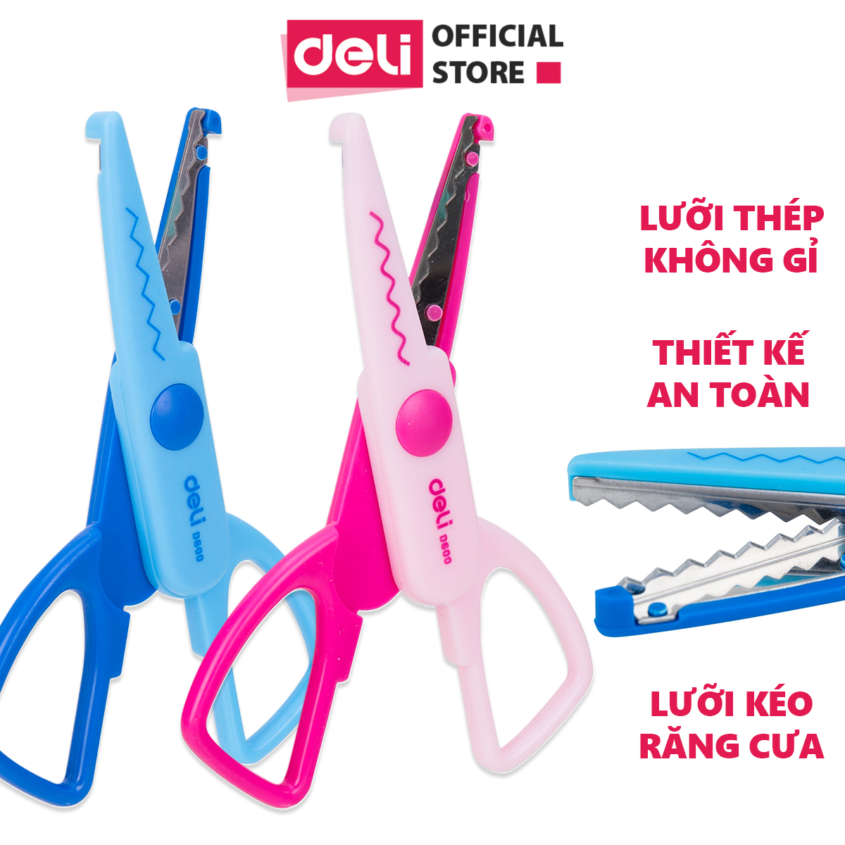 Kéo Học Sinh 136Mm Deli - Xanh/Hồng - 1 Chiếc - ED60000