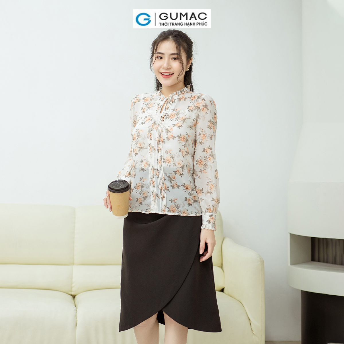 Áo xếp ly viền bèo GUMAC AD08017