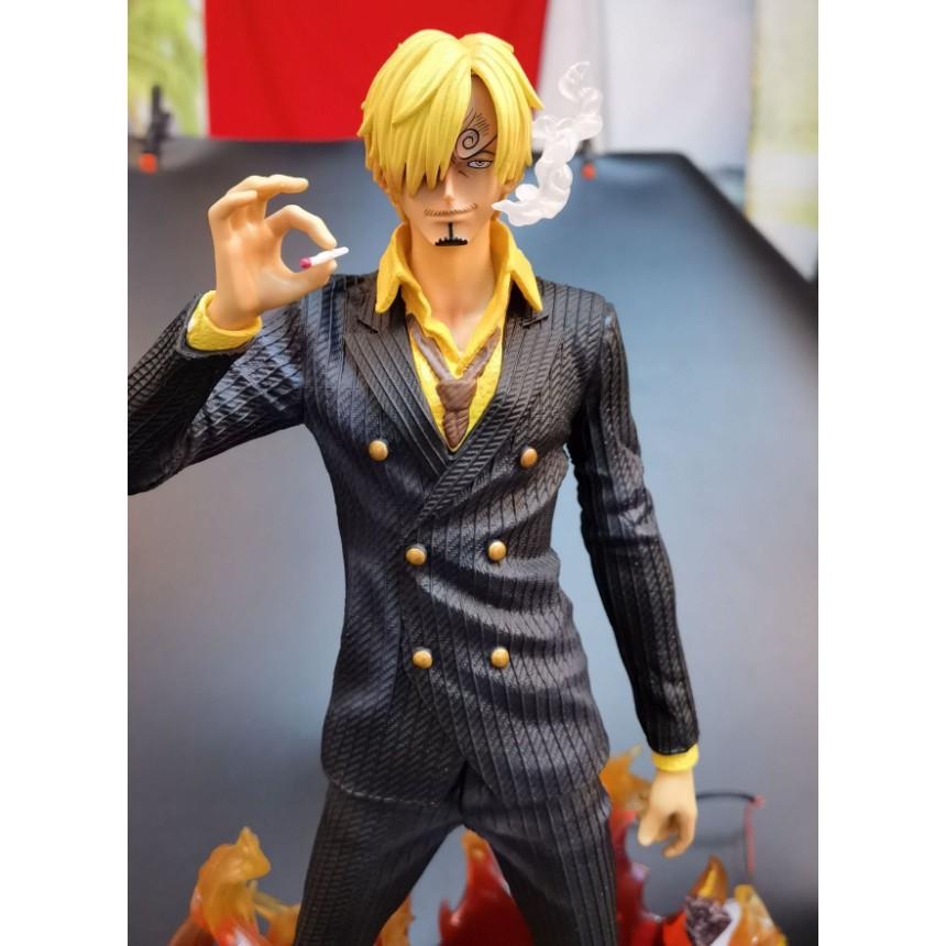 Mô hình One Piece - Sanji chân đen có led sắc nét màu đậm áo lửa đỏ tươi 38cm