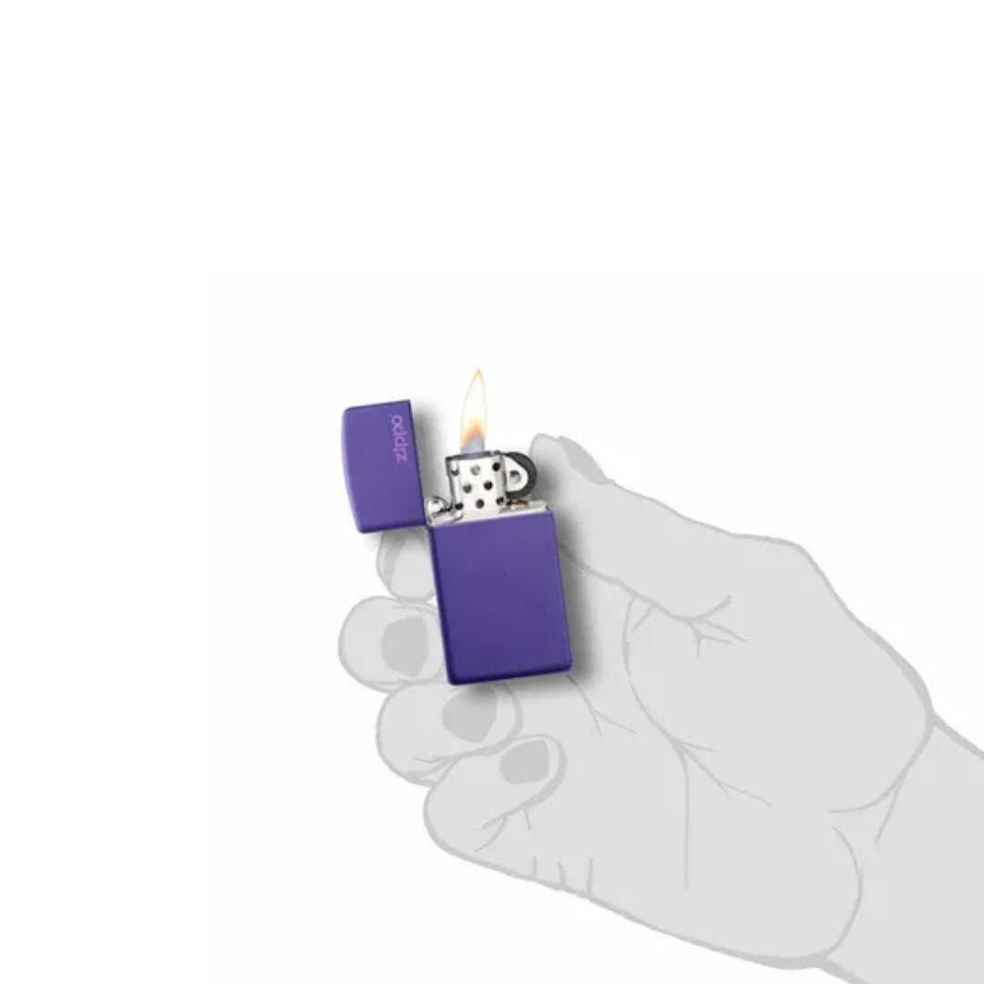Bật lửa Zippo Slim Purple Matte - Dòng Vỏ Mảnh Sơn Tĩnh Điện Tím Khắc Logo Laser Chính Hãng Mỹ