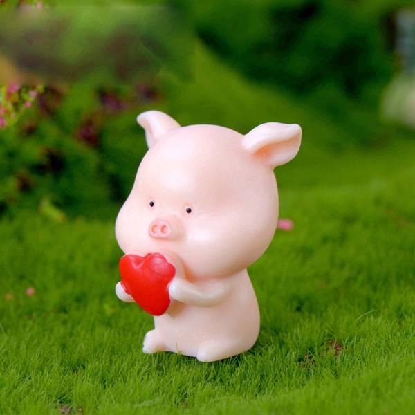 Mô hình tiểu cảnh lợn con đáng yêu bằng nhựa trang trí tiểu cảnh, sen đá, terrarium