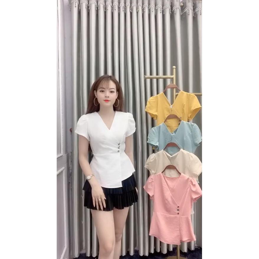 Áo đũi nữ áo kiểu peplum A9, Chất liệu đũi cực mát, mềm mịn, thấm hút mồ hôi, co dãn nhẹ, siêu tôn da