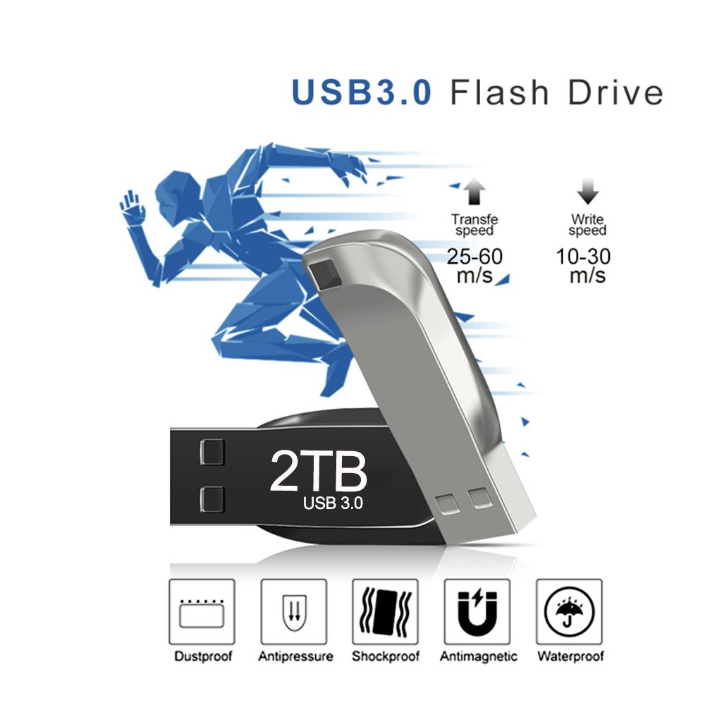 USB3.0 1TB/2TB Metal Pen Drive USB Flash Drive Waterproof Flash Disk Mini Memory Sticks U DiskFor Car/Phone/PC