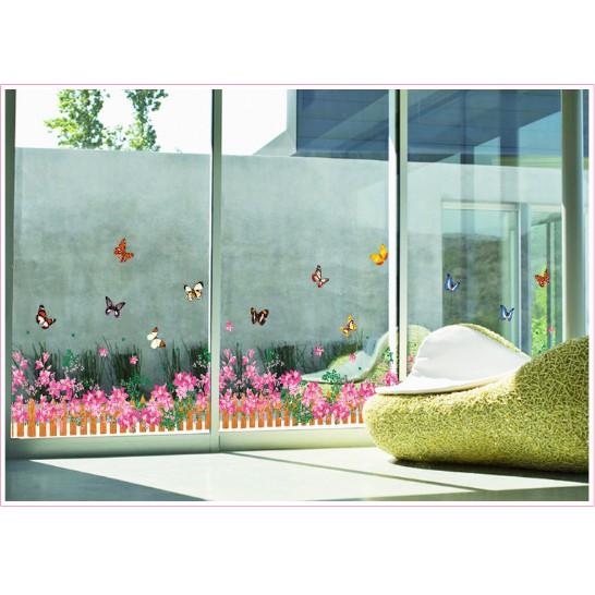 Decal trang trí hàng rào hoa cực xinh