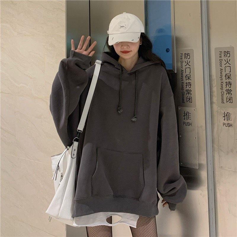 Áo Hoodie Nỉ bông TRƠN màu KEM/XÁM CHÌ UNISEX/Nam nữ unisex/ HOODIE TRƠN Jaystoree 