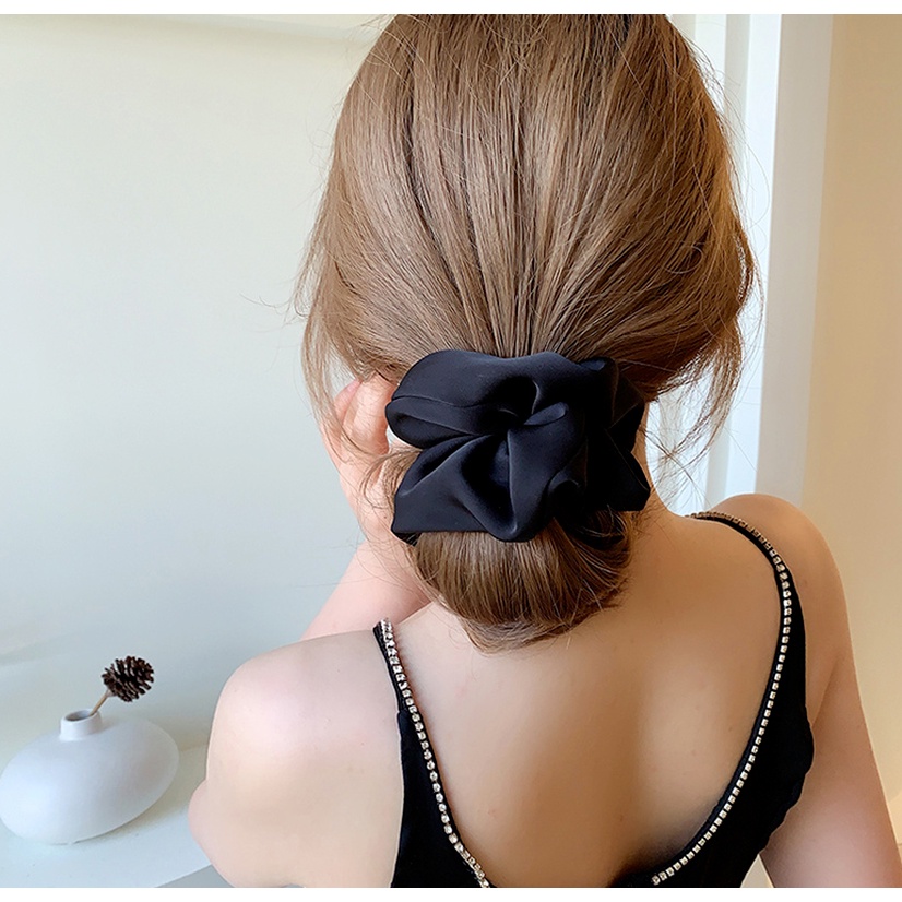 Set 5 cột tóc vải scrunchies dây buộc tóc vải trơn bóng loại đẹp hot trend - Phụ kiện thời trang nữ CT0007