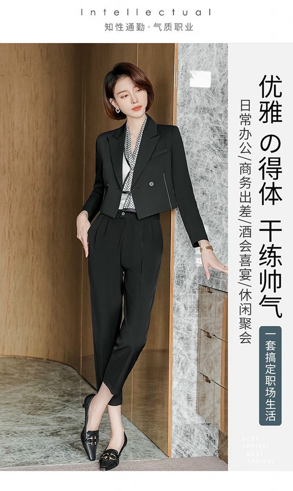 Set Nguyên Bộ Vest Áo Croptop Phối Nút Thời Trang