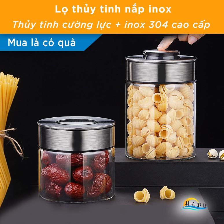 Hộp Đựng Trà Cafe Đồ Khô Và Ngũ Cốc Thủy Tinh Có Nắp Inox Cao Cấp Đạt Chất Lượng Đức SSGP