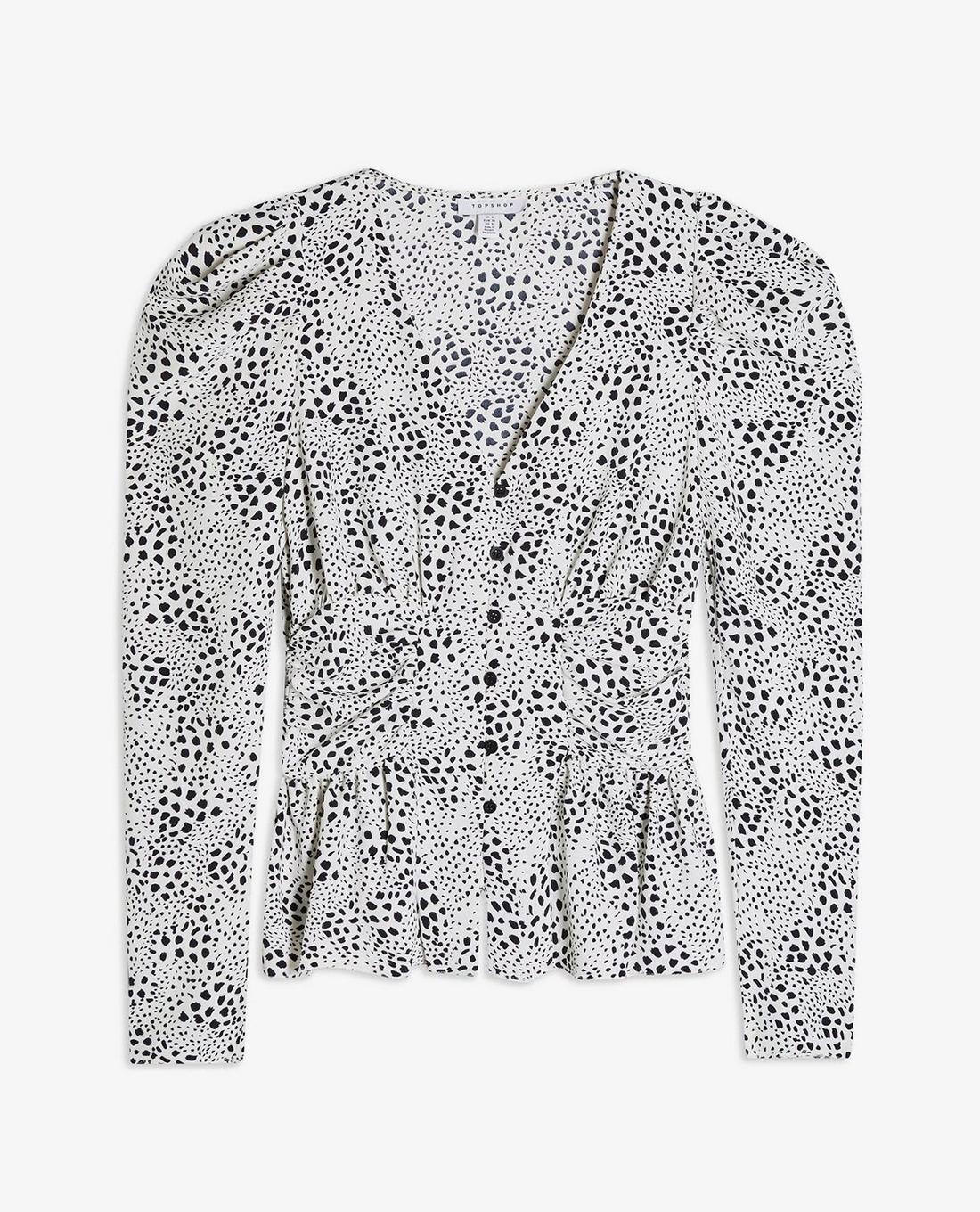 TOPSHOP - Áo kiểu nữ cổ V tay dài Black And White Drama Sleeve 13G34SMON