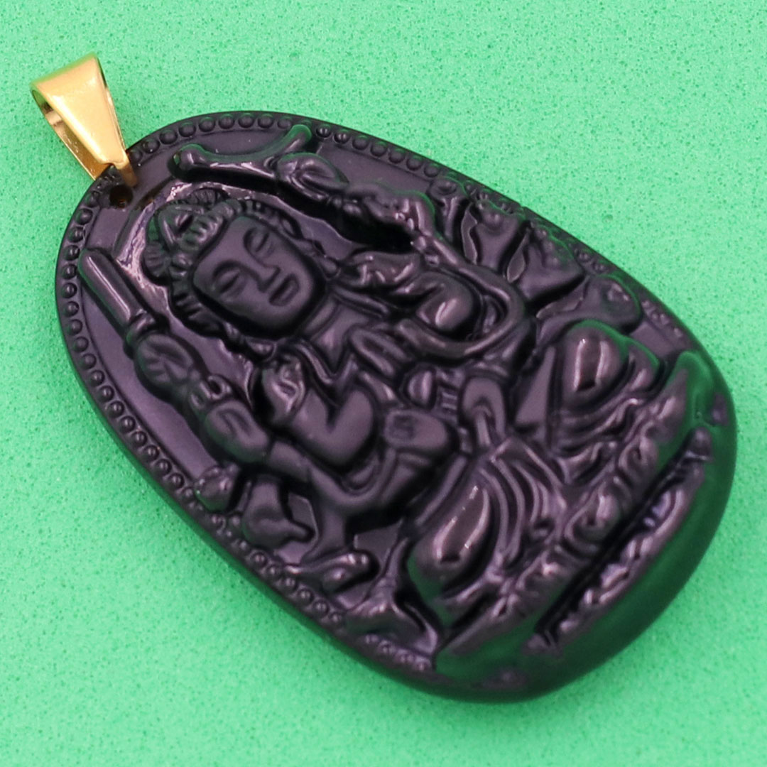 Mặt Phật Thiên Thủ Thiên Nhãn thạch anh đen 4.3cm