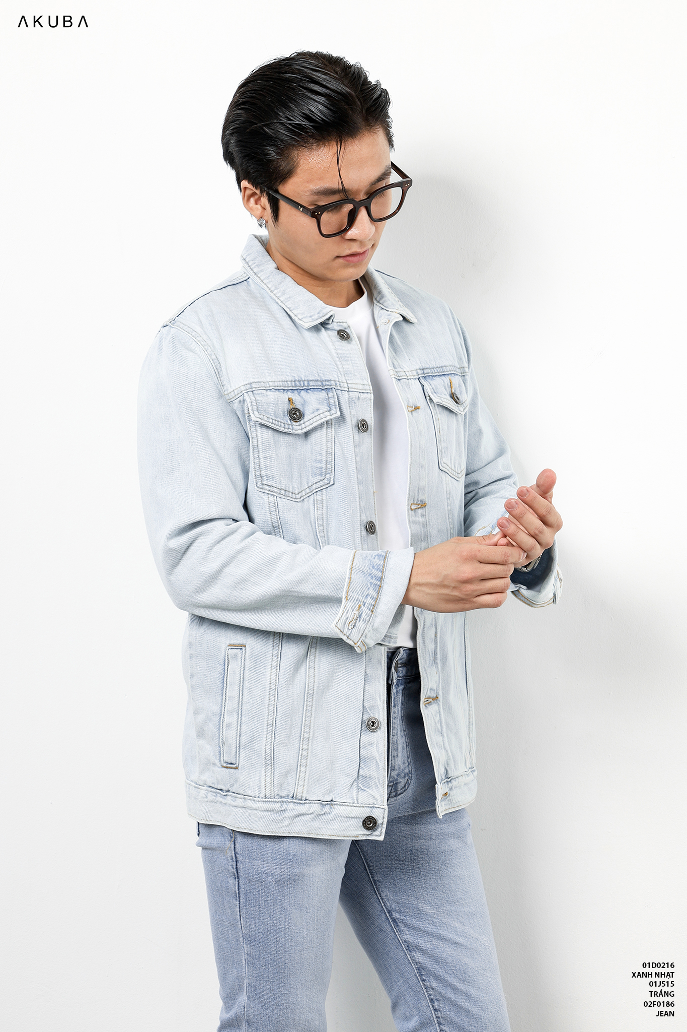 Áo Khoác Jeans nam form slimfit AKUBA phong cách Hàn Quốc| 01D0216