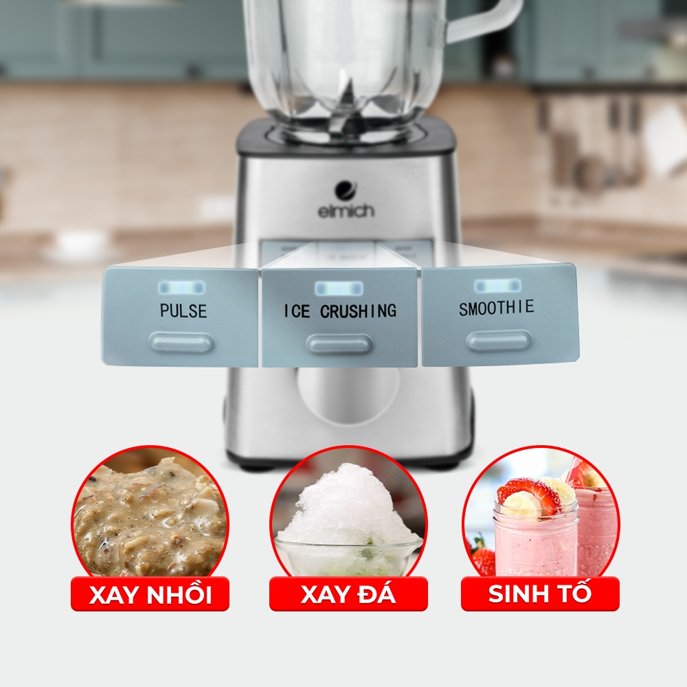 Máy Xay Sinh Tố Cối Thủy Tinh Elmich BLE-1849 - Hàng Chính Hãng