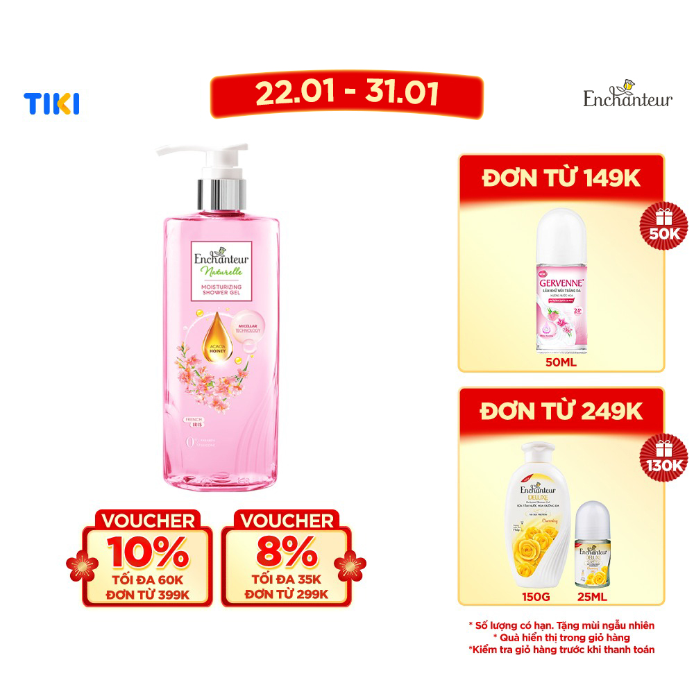 Sữa tắm dưỡng da thiên nhiên Enchanteur Naturelle Iris 510g