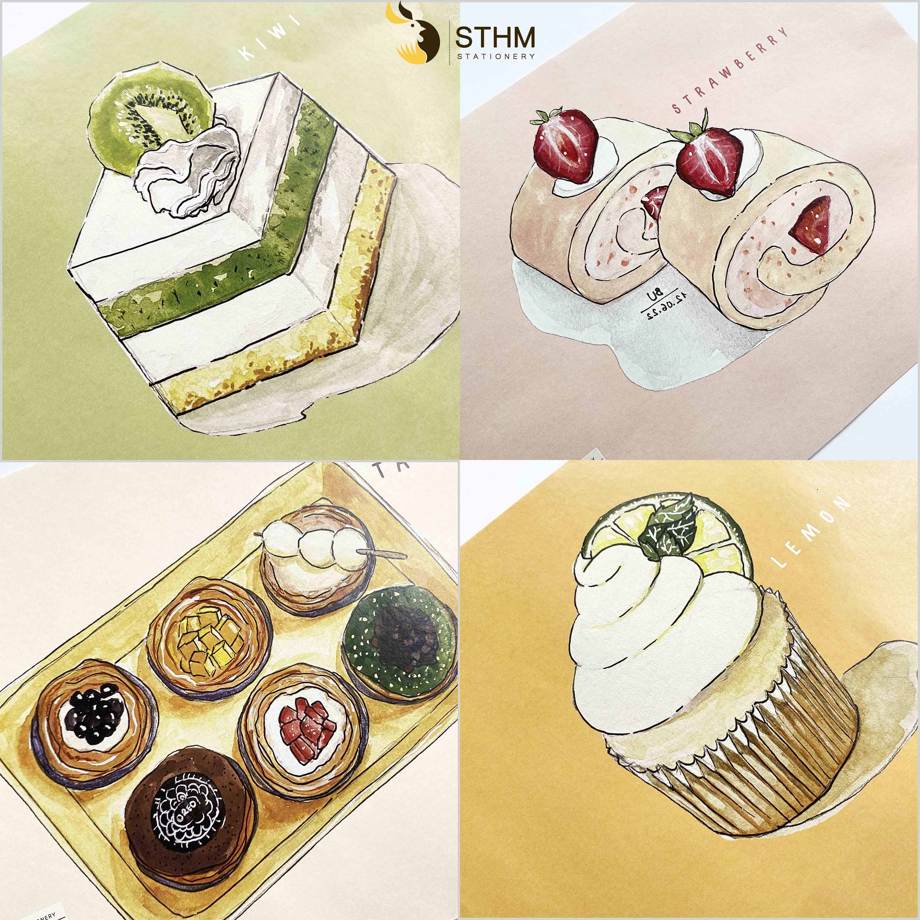 [STHM stationery] - Giấy bao tập A5 - Cake - Kraft trắng 100gsm - Tặng kèm nhãn vở