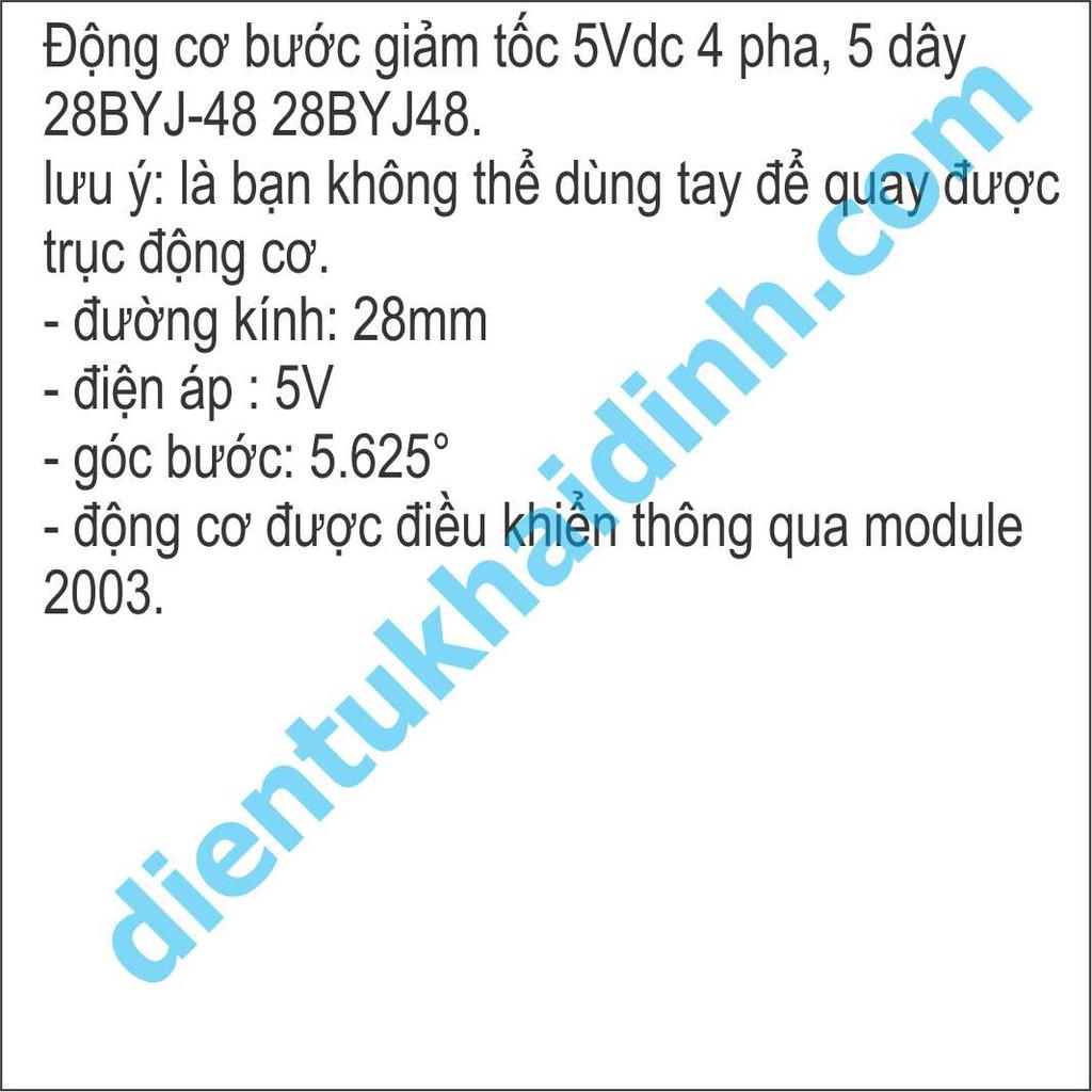 &quot;Động cơ bước giảm tốc 5Vdc 4 pha, 5 dây 28BYJ-48 28BYJ48&quot; KDE0382